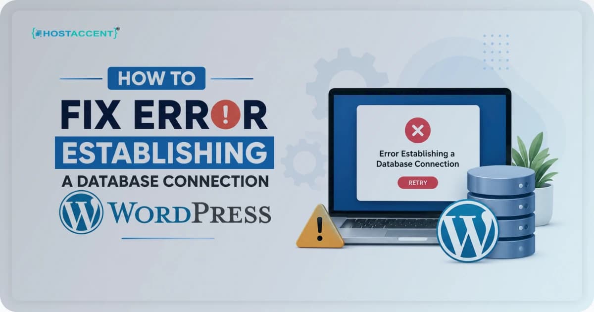WordPress troubleshooting screen showing how to fix the error establishing a database connection with wp-config code in 2026