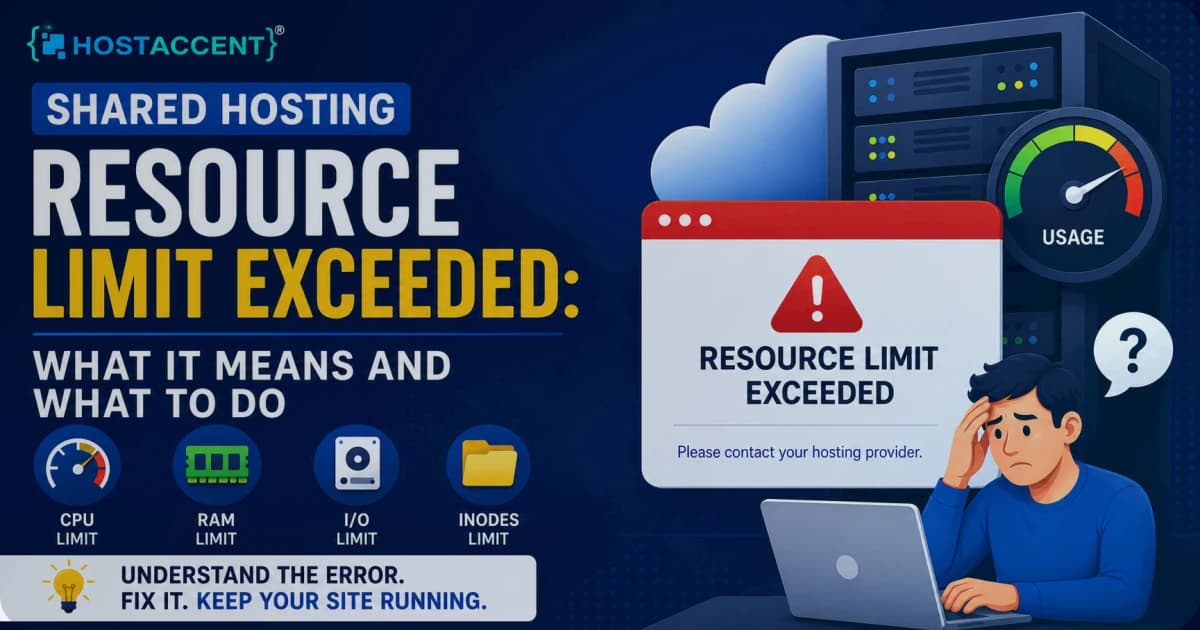 Shared hosting resource limit exceeded – fix CPU and memory errors or upgrade