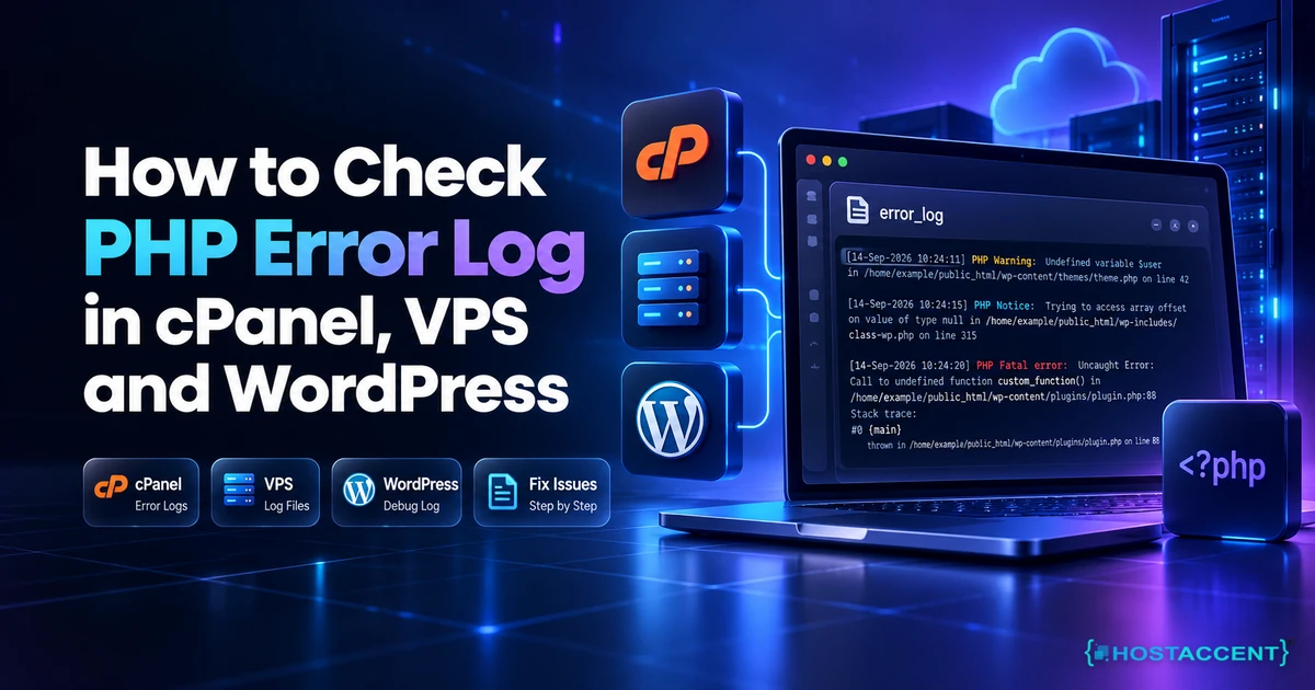 How to check PHP error log files in cPanel, on a VPS and in WordPress, with log paths and the fatal error line, 2026