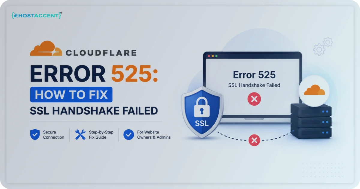 Diagram explaining how to fix Cloudflare Error 525 SSL handshake failed between Cloudflare and your origin server in 2026