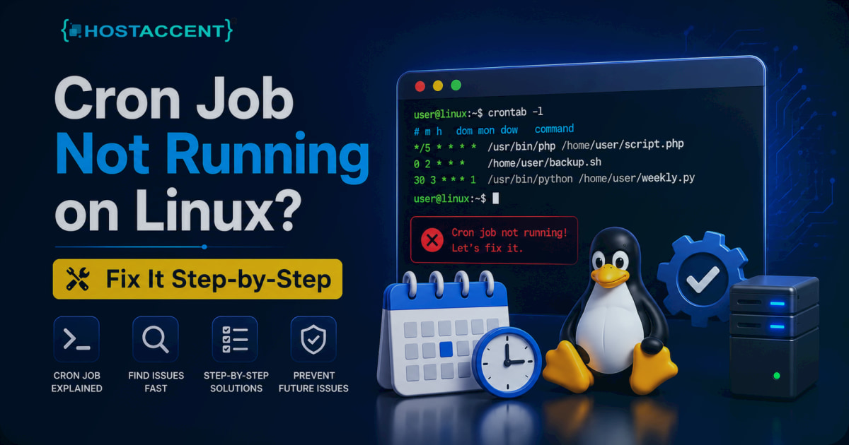 Terminal view of a cron job not running on a Linux server with crontab errors highlighted during troubleshooting