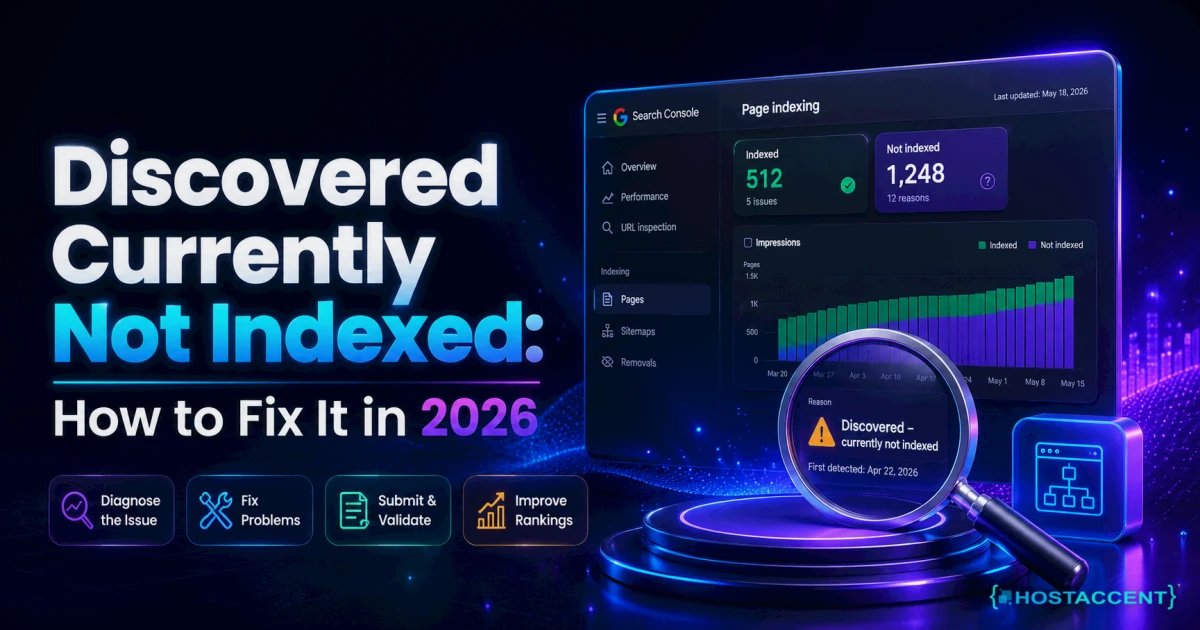 Google Search Console screen showing a discovered currently not indexed status and the exact steps to fix indexing in 2026