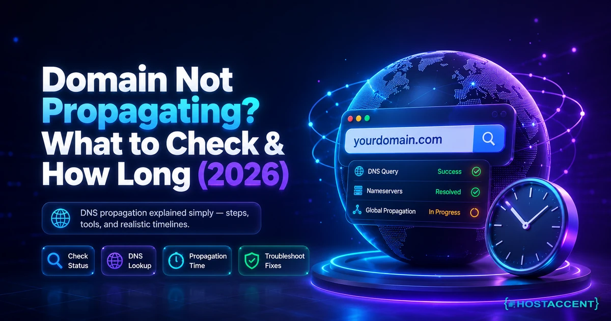 Domain not propagating troubleshooting checklist covering nameservers, TTL, DNS cache and global propagation timing in 2026