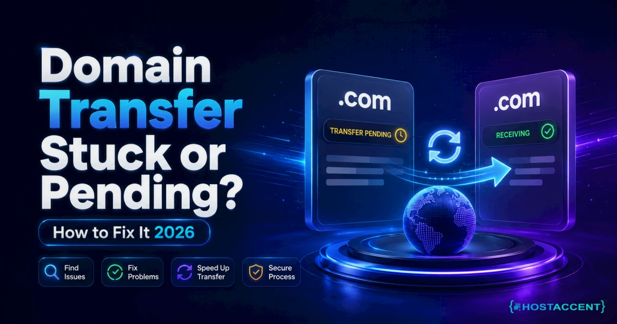 Domain transfer stuck on pending status, with the unlock, EPP code and approval steps that clear it in 2026