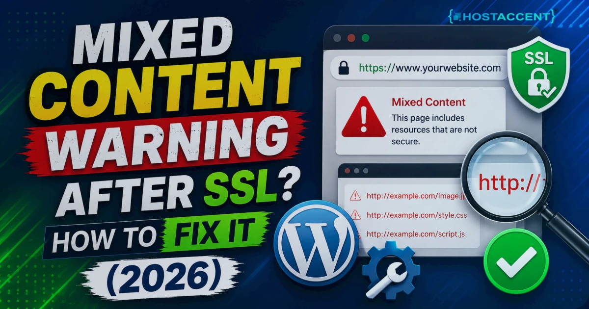 Browser address bar showing a Not Secure mixed content warning with console steps to fix HTTP resources on an HTTPS site