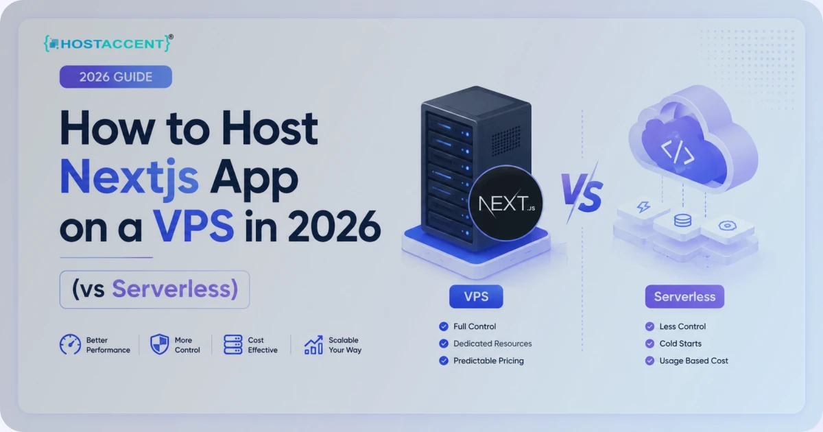 Developer terminal showing how to host nextjs app on a VPS with Node, PM2, and an Nginx reverse proxy in 2026