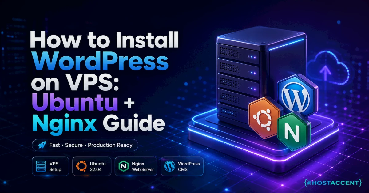 How to install WordPress on VPS with Ubuntu and Nginx, showing the LEMP stack steps from server to live site
