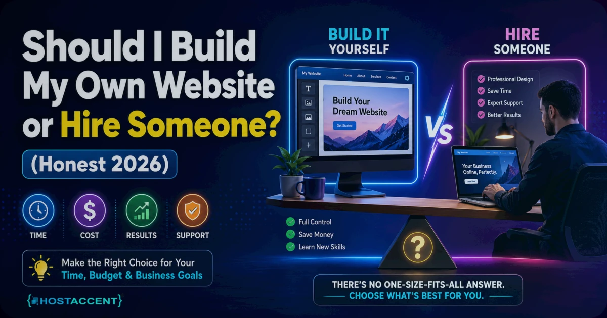 should I build my own website or hire someone, comparing DIY tools and pro setup 2026