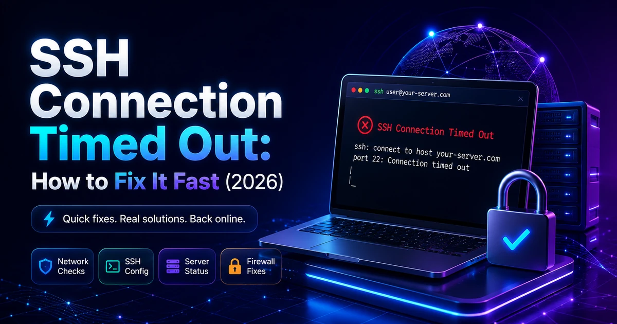 SSH connection timed out troubleshooting path from client to firewall to sshd on a Linux VPS, with 2026 fixes