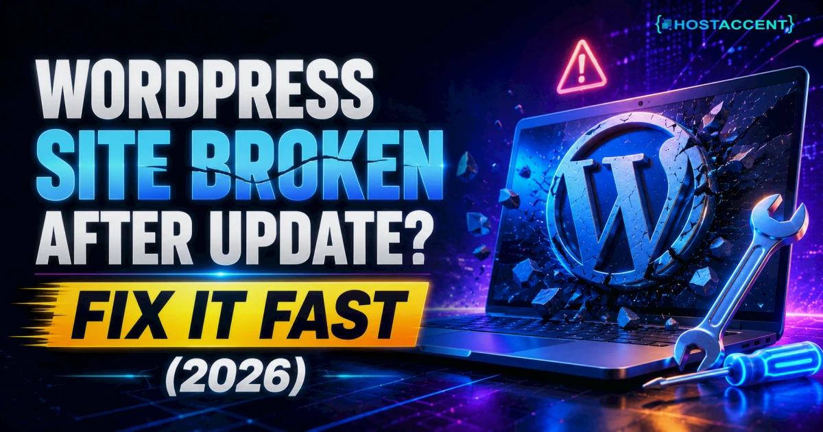 WordPress site broken after update showing a white screen, with rollback and plugin conflict fixes for 2026